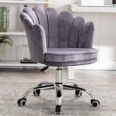 Imagem de Cadeira de escritório para jogos, cadeira de computador, cadeira de escritório pétala, cadeira de veludo para computador no meio das costas com apoio de braço, cadeira de mesa estofada para meninas