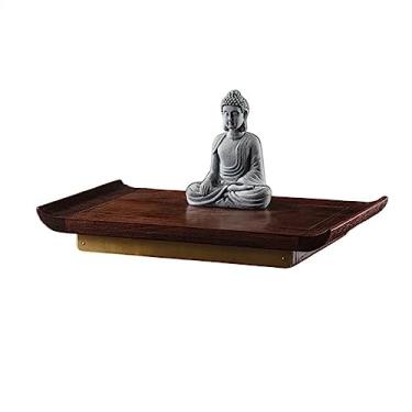 Imagem de WUHUQN Mesa de meditação, pequenos nichos de madeira maciça, armários de buda montados na parede, santuários, bodisatva Guanyin e mesas e mesas de buda para casa