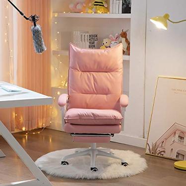 Imagem de Cadeira de escritório, cadeira de jogos, cadeira de computador, ergonômica, cadeira de escritório de couro PU, cadeira de escritório moderna para meninas para sala de estar no quarto executivo