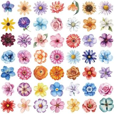 Imagem de 50 adesivos florais vintage, decalque multicolorido para laptops, notebooks e muito mais, adesivos duráveis com designs florais vintage versáteis
