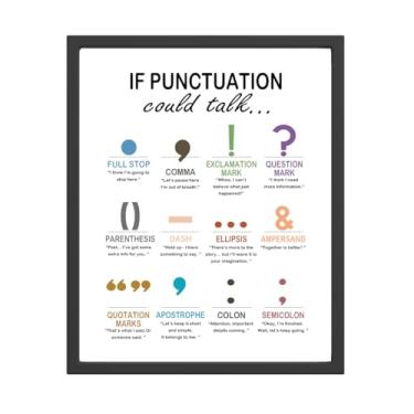 Imagem de If Punctuation Could Talk Posters, arte de parede gramática estilo boho para decoração de parede de escritório conselheiro escolar familiar (20 x 25 sem moldura)