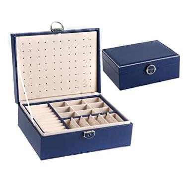 Imagem de Caixa de joias caixa de joias pequena caixa organizadora de joias de couro PU armazenamento de joias para anéis caixas de joias presente para mulheres meninas organizador de joias