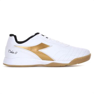 Imagem de Chuteira Diadora Futsal Calcio II Branco Preto e Dourado - Masculino-Masculino