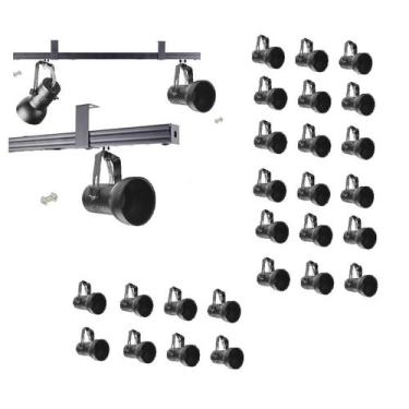 Imagem de Kit 26 Spot Trilho Perfilado Eletro calha Par20 Bulbo OL7 - Hiperlight