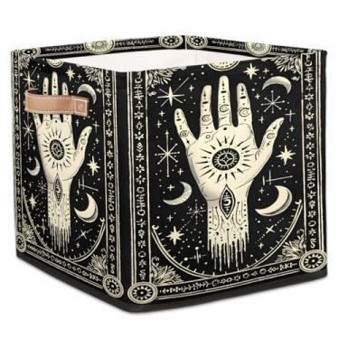 Imagem de hongjinglin Cestas dobráveis de armazenamento de cubos de mão, olho de demônio, lua, caixas dobráveis brinquedo infantil com alças organizador de tecido para berçário, sala de estar, quarto