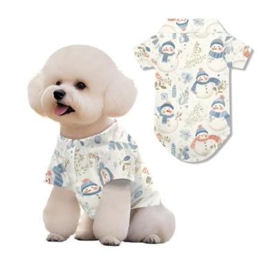 Imagem de Rivatimrio Camiseta havaiana de boneco de neve para cães, camiseta de Natal floco de neve para animais de estimação, fantasia para cães pequenos, gato, estampa de planta vintage, verão, Havaí, férias