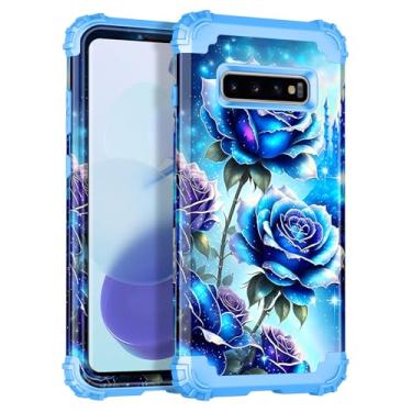 Imagem de Miqala Capa para Galaxy S10 Plus, brilha no escuro, três camadas, resistente, à prova de choque, proteção total de plástico rígido + capa protetora de silicone macio para Samsung Galaxy S10 Plus, rosa