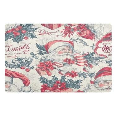 Imagem de SEHANY Tapete de porta de inverno Papai Noel Natal para todos os climas, impermeável, secagem rápida, bem-vindo, tapete de entrada antiderrapante, tapete decorativo de poliéster para entrada, varanda