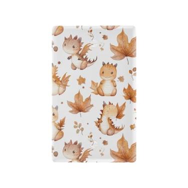 Imagem de SEHANY Capa de parede de tomada dupla de dinossauro engraçado, tamanho padrão e à prova de calor, placas decorativas para decoração de escritório doméstico (11,5 cm x 7 cm)