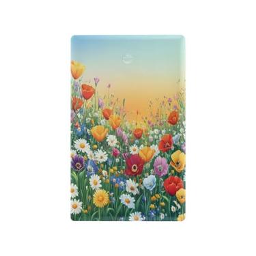 Imagem de Blueangle Placa de parede decoradora de capa em branco, tamanho padrão, 1 gangue, flores coloridas, capa de interruptor para quarto de escritório em casa, 4,53 x 2,76 polegadas (190)