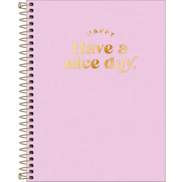 Imagem de Caderno Espiral Capa Plástica Colegial Happy 10 Matérias 160 Folhas Tilibra Rosa Claro