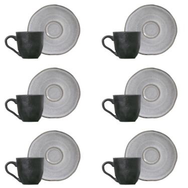 Imagem de Conjunto De Xícara De Cafezinho Com Pires 06 Peças Orgânico Concreto Porto Brasil
