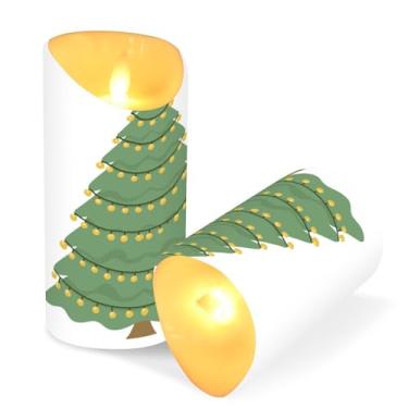 Imagem de Blueangle Pacote com 2 velas de árvore de Natal sem chama com controle remoto e temporizador, velas LED cintilantes (7,6 cm x 15 cm) para decoração de casa, casamento, acampamento (741)