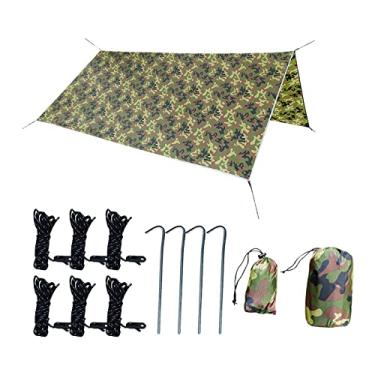 Imagem de 10 x PÉ Barraca de Camping Lona Vela Canopy Abrigo Voador Chuva Sombra com Estacas Corda Sacola Armazenamento para Pátio Jardim Atividades no Quintal