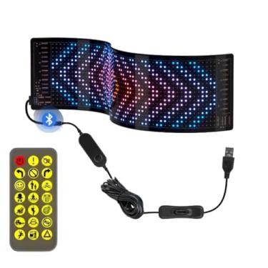 Imagem de Painel para carro, Letreiro LED Flexível, Matriz 64x16 LEDs, Controle Bluetooth, 37x9cm, com Controle Remoto, Cabo USB, Fita Adesiva, IP65 à Prova d'Água