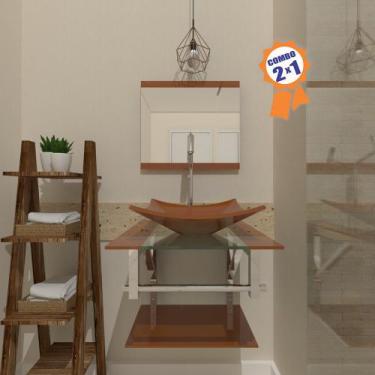 Imagem de Combo 2 x 1 Gabinete de Vidro 45cm para Banheiro Cuba Quadrada - Escóc