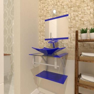 Imagem de Combo 2 em 1 Gabinete de Vidro 45cm para Banheiro Cuba Retangular - Bi