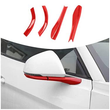 Imagem de CheroCar Para Mustang Espelho Retrovisor Lateral Decoração Guarnição Acessórios para Ford Mustang 2015 2016 2017 2018 2019 2020 2021 2022 (Vermelho)