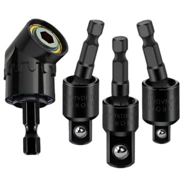 Imagem de Extensão de broca de impacto 4 em 1, adaptador de broca de ângulo reto, broca de chave de fenda, conjunto de adaptadores de soquete de grau de impacto rotativo, kit de ferramentas manual para espaços