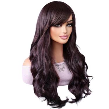 Imagem de Peruca Franja Lace Wig Ondulada 70cm Bio Fibra Varias Cores - D&D Cabe