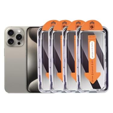 Imagem de Protetor de tela de privacidade atualizado para iPhone 15 Pro de 6,1 polegadas, tela anti-espionagem de 25°, vidro temperado à prova de choque, remoção automática de poeira, sem bolhas, fácil