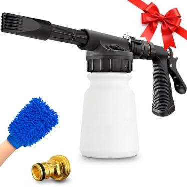 Imagem de ARTIPOLY Pistola de espuma para lavagem de carro + luva de lavagem de microfibra - pulverizador de espuma de carro - canhão de espuma para mangueira - limpador de pistola de espuma de spray - Lançador