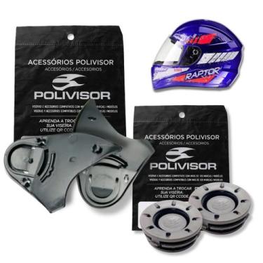 Imagem de Kit Fixação da Viseira Capacete Mixs Fokker Mx5 Botoes + Chassi - POLI