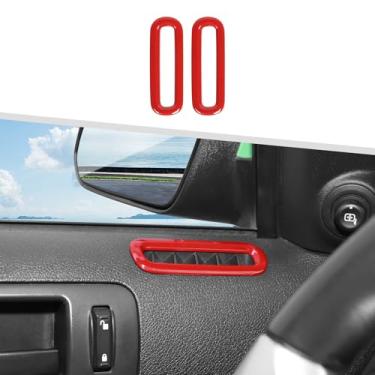Imagem de Jimen Compatível com Ford Mustang 2010-2014, acabamento da tampa da saída de saída de ventilação CA da porta interior do carro (vermelho)