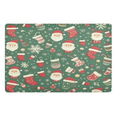 Imagem de STAYTOP Tapete de porta de Papai Noel para entrada externa 81 x 50 cm, tapete de boas-vindas ao ar livre/interno, tapetes de banho fofos, capacho frontal antiderrapante para entrada, pátio, áreas de