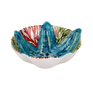 Imagem de Bowl Cumbuca de Melamina Branco C/Estampa Marinho Estrela do Mar Azul 19x7cm Entrecasa