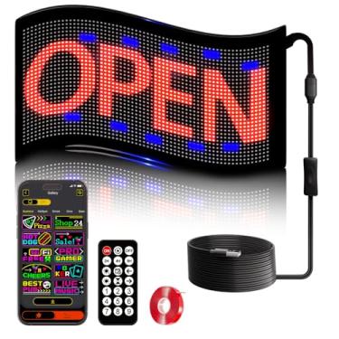 Imagem de Luz de olhos do diabo para carros - LED animado com olhos de para-brisa, 33 x 19 cm howdot placa de LED programável de fileira dupla para carro, painel de matriz de rolagem, controle remoto de