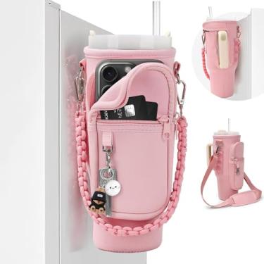 Imagem de AIMUCT Suporte de bolsa de transporte para garrafa de água Stanley com bolsa de alça (rosa