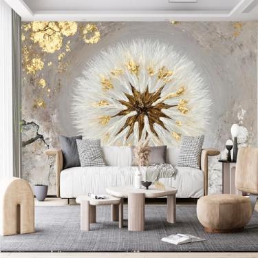Imagem de Murais de parede de tamanho personalizado, cabeça de semente de dente-de-leão com fundo cinza envelhecido tecido de parede autoadesivo (sem PVC) papel de parede grande removível para sala de estar