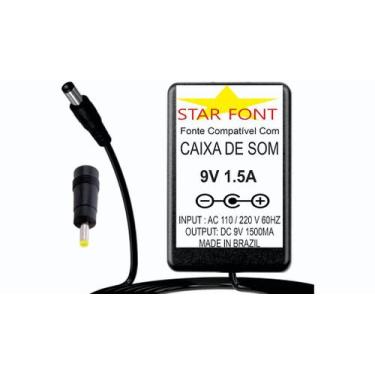Imagem de Carregador Fonte DC 9V para Caixa Amplificada Bazuka Polivox - Bivolt 