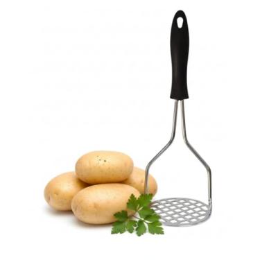 Imagem de Amassador de Batatas em Metal, Cabo Ergonômico Preto, Utensílio de Cozinha