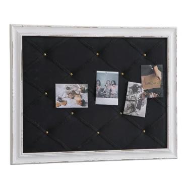 Imagem de SOFE Quadro de avisos de linho preto com moldura rústica (preto)