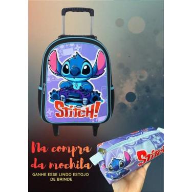 Imagem de Mochila Escolar Rodinhas Stitch Masculino com Estojo de Brinde - Picuc