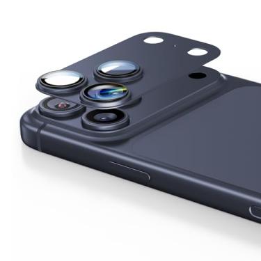 Imagem de KISMER Protetor de lente de câmera para iPhone 17 Pro max, liga metálica de alumínio, proteção de tela de vidro temperado, azul