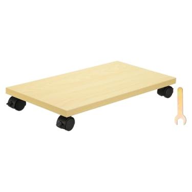 Imagem de PATIKIL Suporte para PC de 20,3 x 40,6 cm, suporte de torre de computador, suporte de madeira para CPU PC, embaixo da mesa, carrinho móvel, 4 rodízios para piso, tapete, torre, caixa ATX, impressora