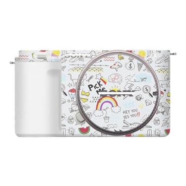 Imagem de ZZQ&CCF Adesivo de capa de câmera Mebont para Sony Alpha ZV-E10 película protetora antiarranhões decoração protetora e resistência ao desgaste (desenho branco)