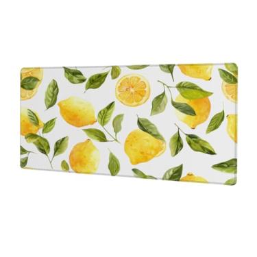 Imagem de Tapete de rato moderno grande fruta limão à prova d 'água computador protetor de mesa tapete antiderrapante base de borracha tapete para escritório, computador, teclado, laptop e mesa de casa, mouse