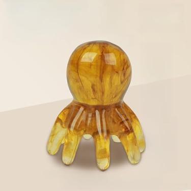 Imagem de Ferramenta de massagem de cabeça de polvo, design ergonômico, resina de cristal natural, pontos de acupressão precisos, massageador de couro cabeludo, massagem corporal, ferramenta de relaxamento