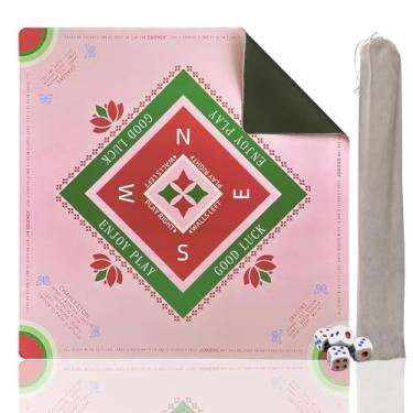 Imagem de Mahjong Learning Mat with Rules 31" x 31", Anti-Slip Noise-Reducing American Mahjong Table Mat & Cover with Grey Carry Bag for Poker, Card, Board & Tile Games