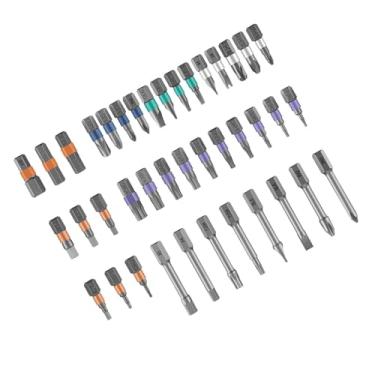 Imagem de WALFRONT Conjunto de Chaves de Fenda de Catraca Magnética 42 Em 1 Com 40 Bits Magnéticos Destacáveis ​​anéis Codificados por Cores para Montagem de Móveis Eletrônicos (Caixa de armazenamento laranja)