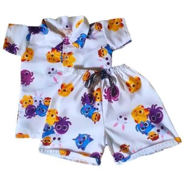 Imagem de Roupa Bolofofos Menino festa Conjunto Infantil Bolofofo, 3 anos, Branc