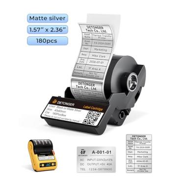 Imagem de DETONGER DT5150P Etiquetas PET – Resistente a UV, à prova de intempéries e resistente à cor, cartucho de fita de transferência térmica tudo-em-um, resistente para uso interno/externo, compatível com