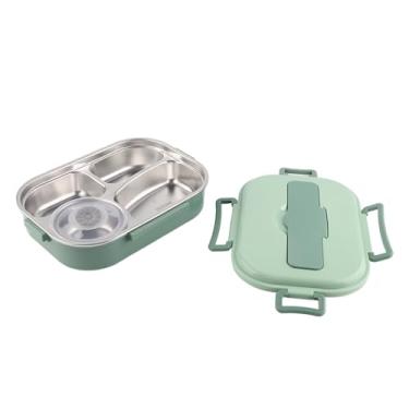 Imagem de Zerodis Caixa de Aço Inoxidável Com 4 Grades, Recipiente de Almoço Portátil Azul Com Tigela de Sopa, Armazenamento de Alimentos para Estudantes, Suporte de Refeição para Adultos (Lancheira de