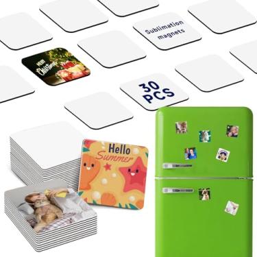 Imagem de 30 peças de ímãs de geladeira de sublimação em branco ímãs de imagem personalizados ímãs de sublimação em branco produtos a granel DIY artesanato presentes para geladeira casa cozinha escritório