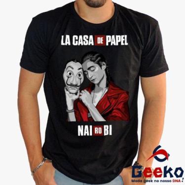 Imagem de Camiseta La Casa de Papel 100% Algodão Nairobi Geeko, Preto gola carec