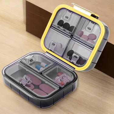 Imagem de Caixa organizadora de comprimidos portátil, estojo de armazenamento de cápsulas de viagem com 7 compartimentos, recipiente de medicamentos à prova d'água para vitaminas, suplementos, medicamentos